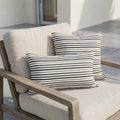 Striped Outdoor Lumbar Cushion Cover, Water Resistant Modern Porch Pillow Case, Invisible Zipper