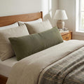 Corduroy Olive Green Lumbar Pillow Case, Long Oversized Boho Cushion Cover, Cozy Decor